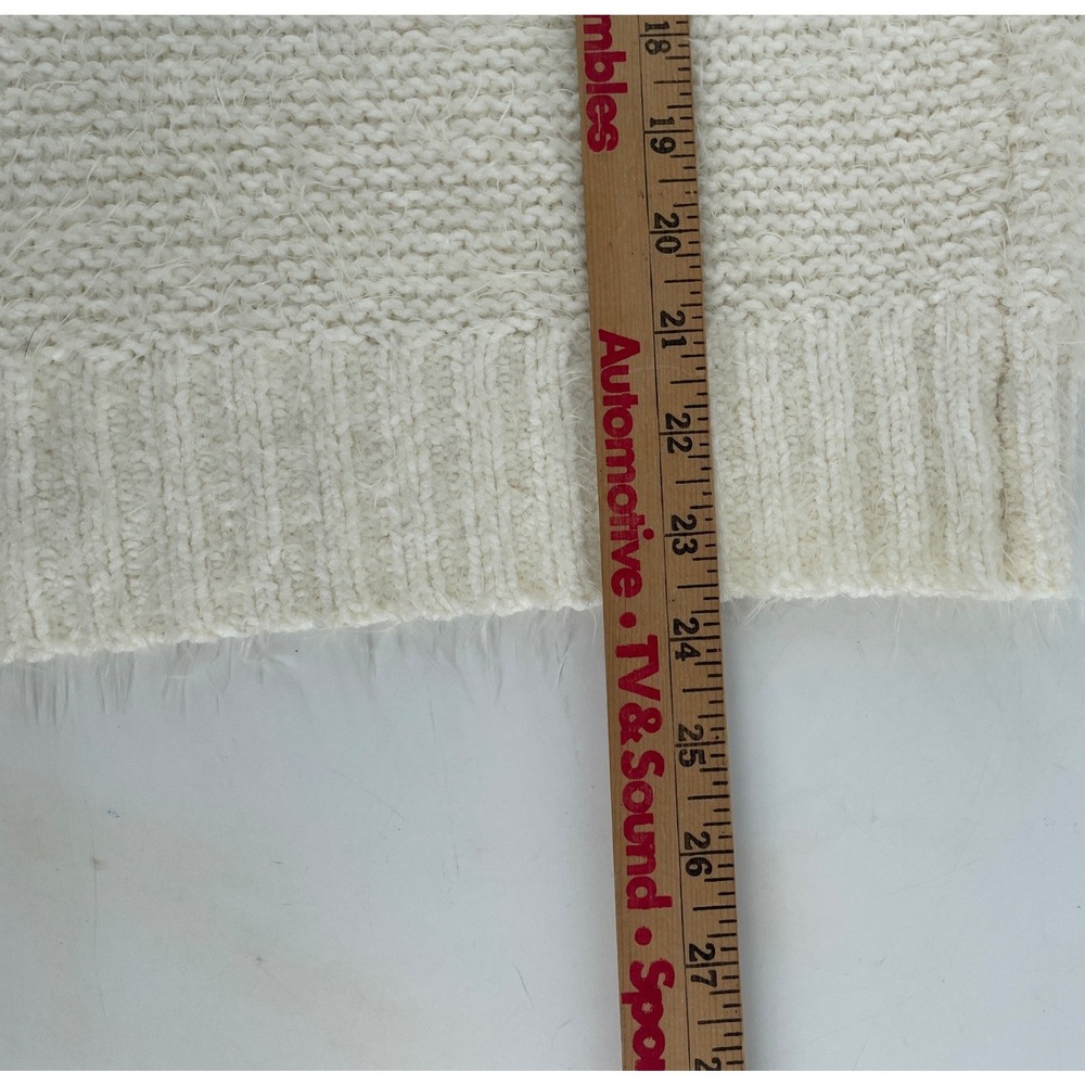 Lou & Grey Sweater Womens Large Cream‎ Ivory Fuzzy Minimalist Cozy Cottagecore - Picture 6 of 7